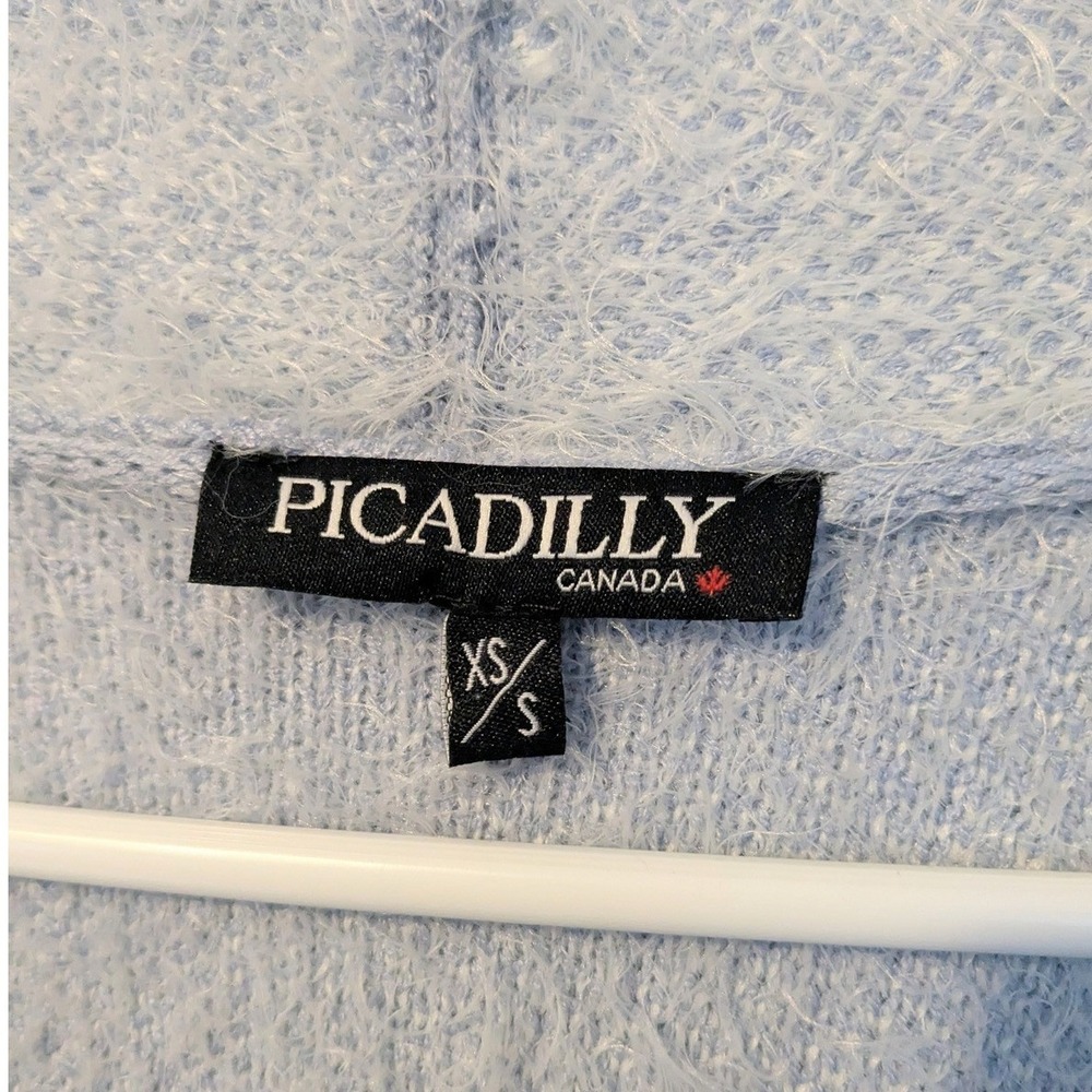 Picadilly Canada Sweater Cardigan Women's XS/S Blue White Fuzzy Knit Boho NWOT - Picture 3 of 6